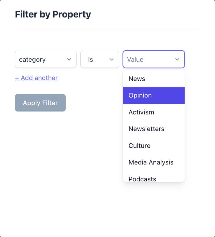 filter by categories in Plausible dashboard